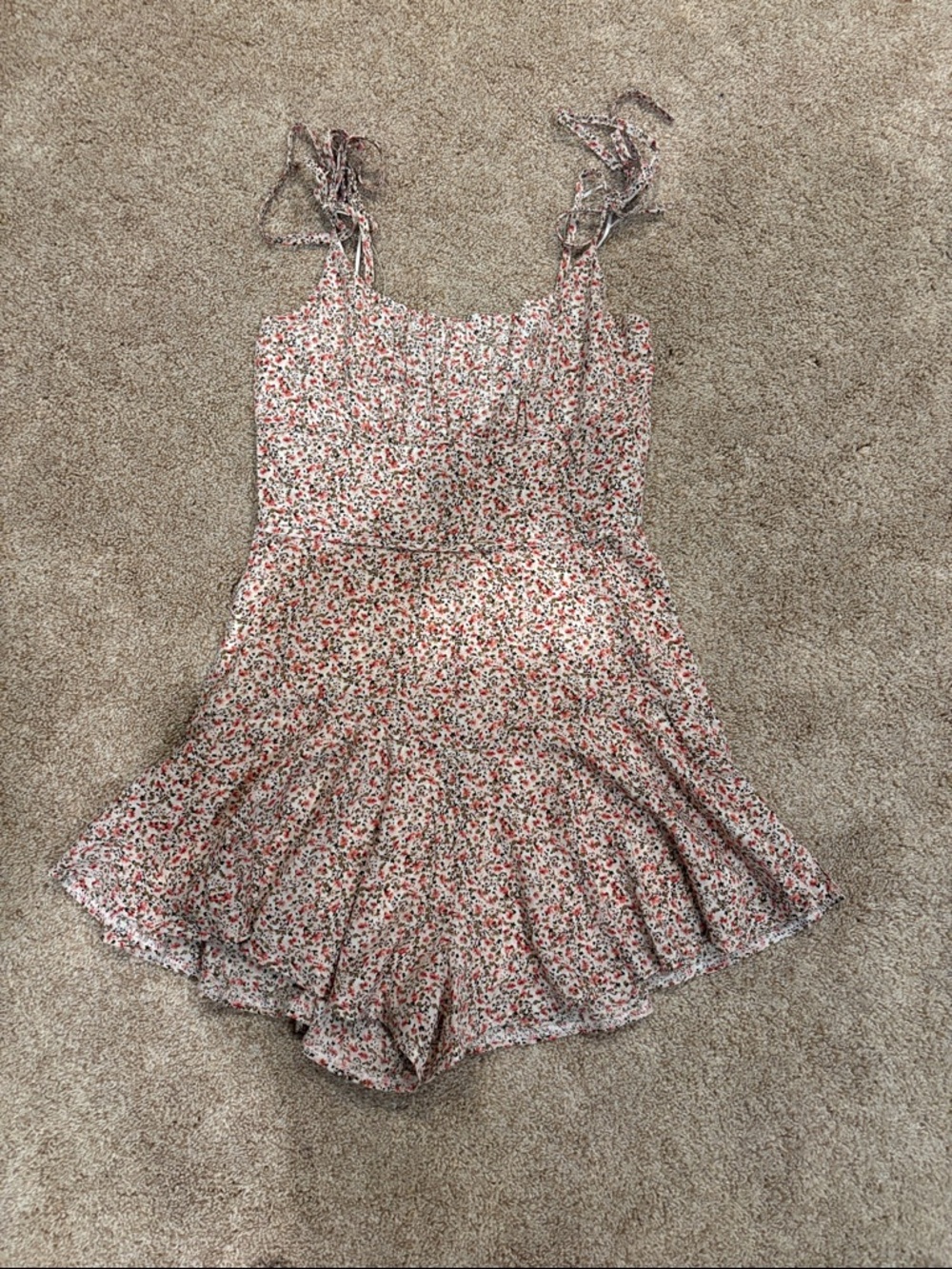 Princess Polly Pink Floral Tie-Shoulder One-Piece Romper